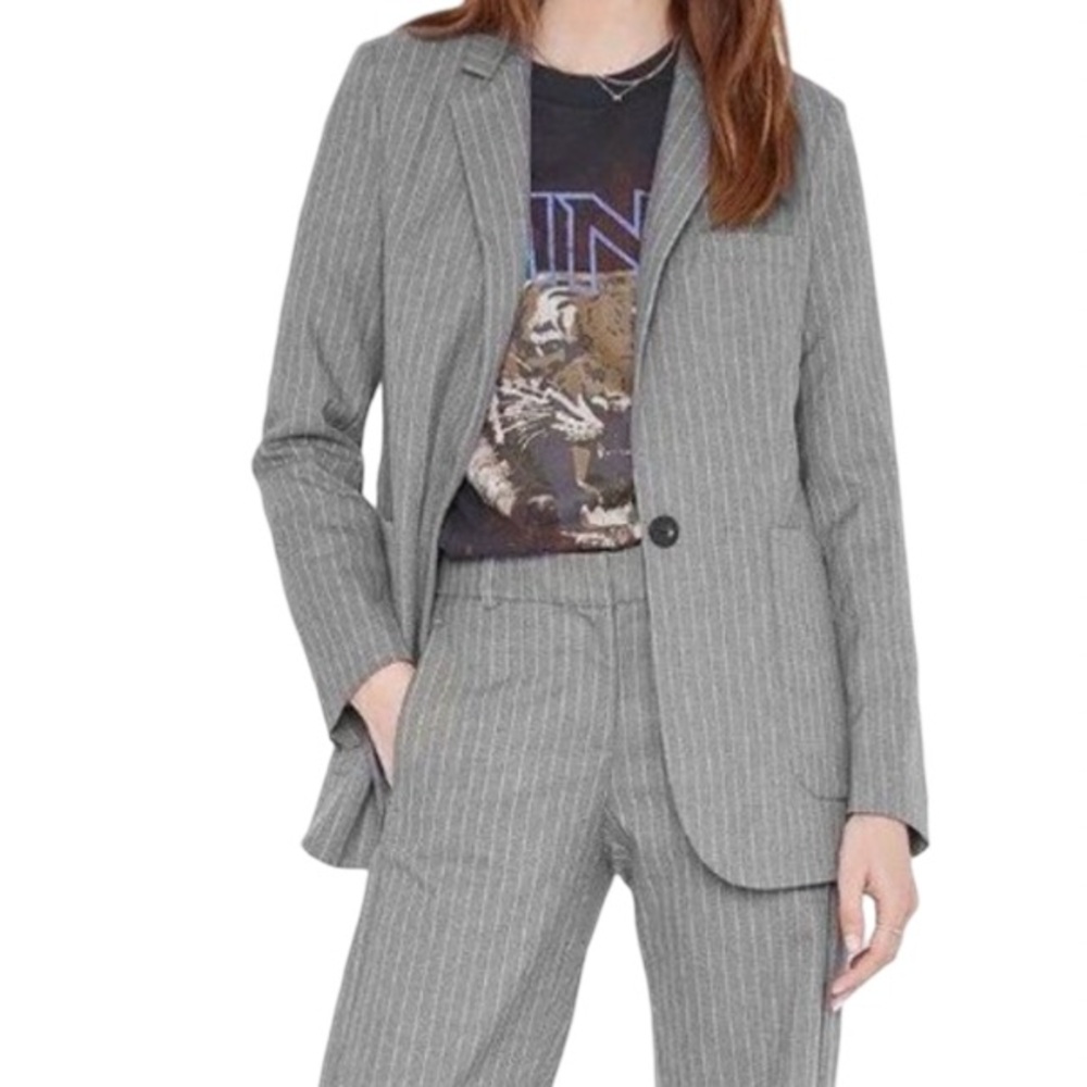 New Anine Bing Schoolboy Pinstripe Blazer
